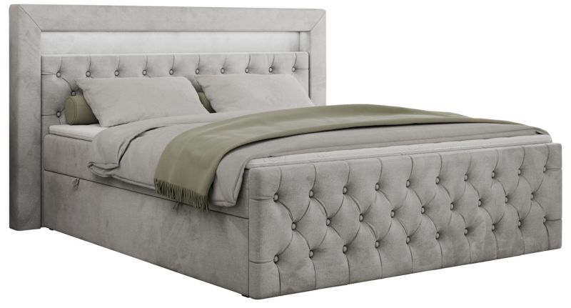 Łóżko kontynentalne MKS Meble GOLD 9 140x200 H3 Jasnoszary welvet 1szt.