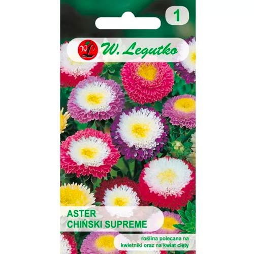 1 szt, Aster chiński pomponowy Supreme, mix - Nasiona: Ilość w opakowaniu: 0.5 g