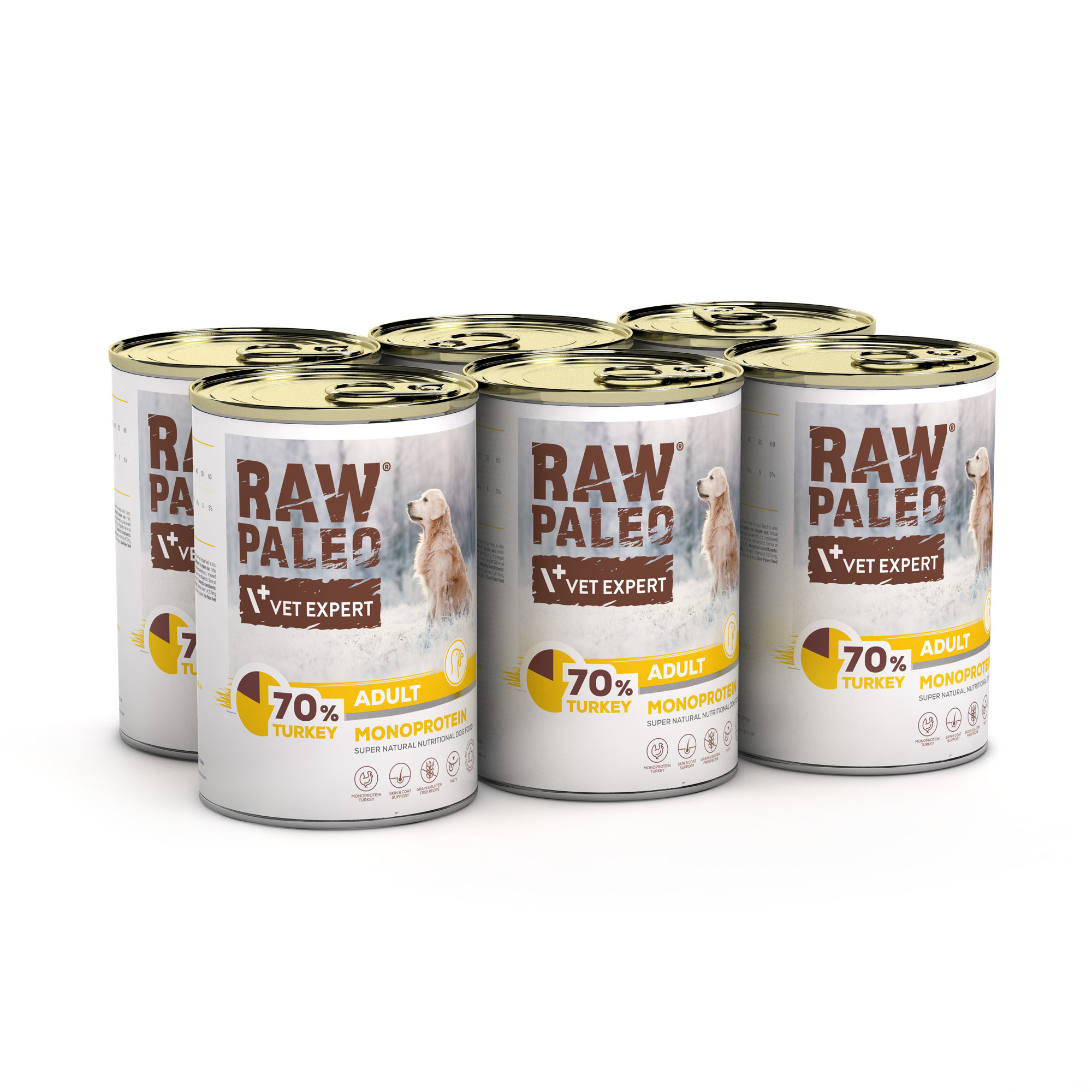 RAW PALEO ADULT DOG TURKEY 6x400g - mokra karma dla psów dorosłych monoproteina z indykiem