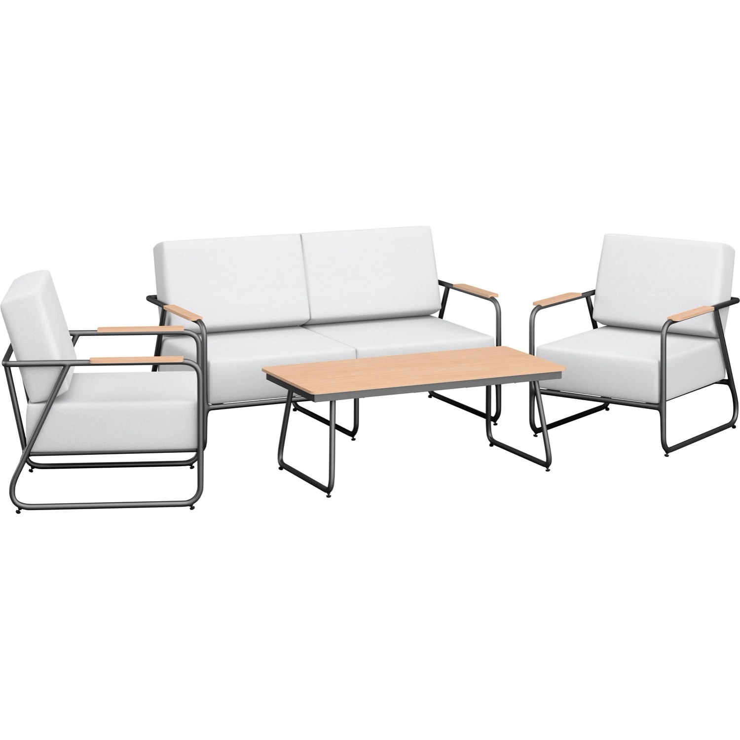 Komplet mebli wypoczynkowych WOODCLIFF szary 4-częściowy