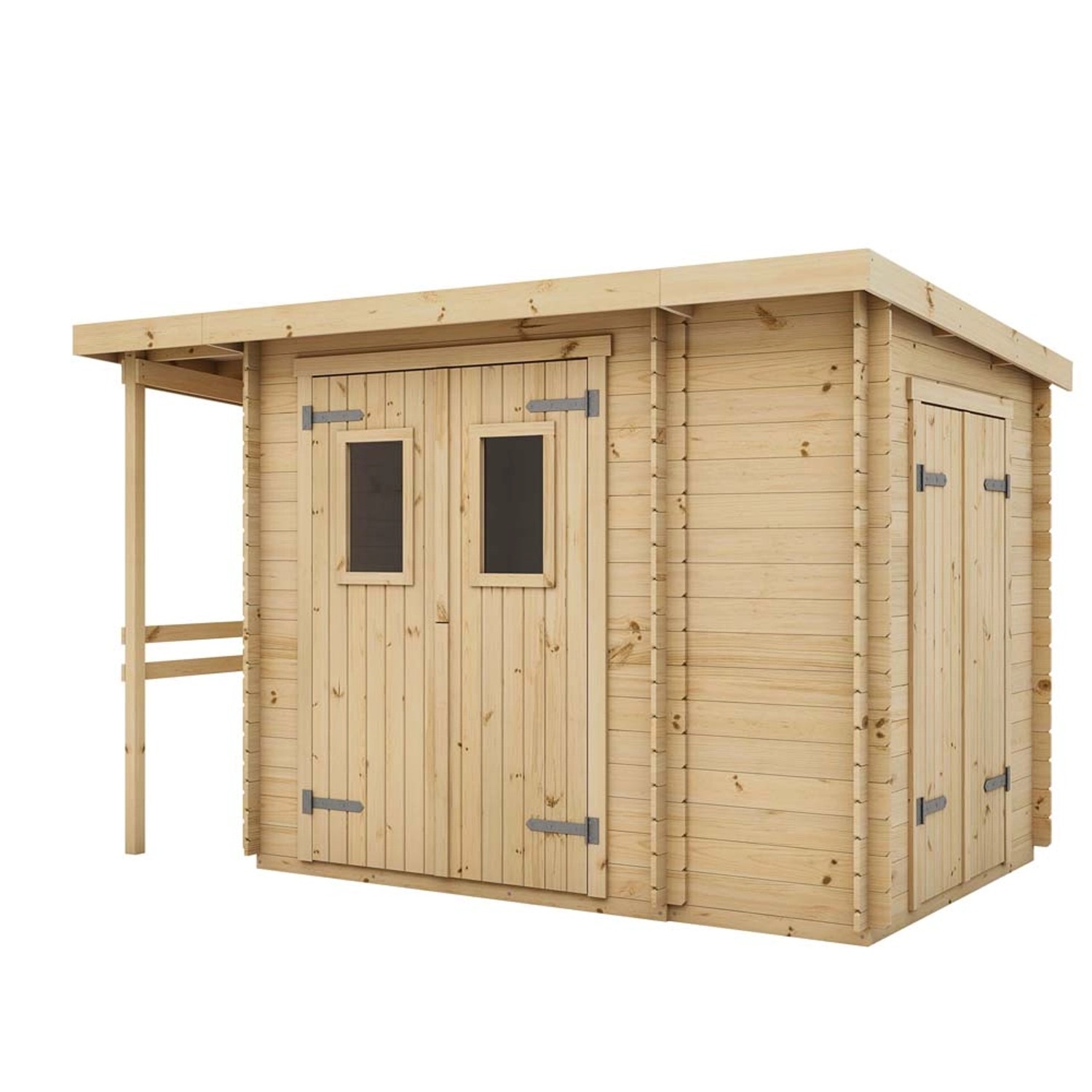 Domek Skrzyp z podłogą, drewutnią i składzikiem - 337 x 222 cm, wys. 213 cm