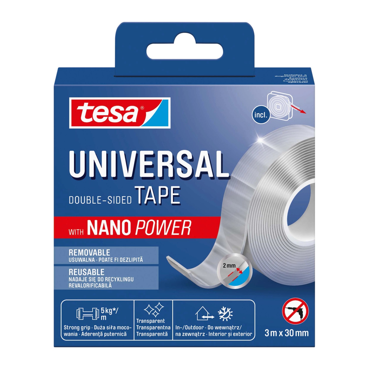 Tesa Taśma montażowa dwustronna Nano Power 3 m x 30 mm