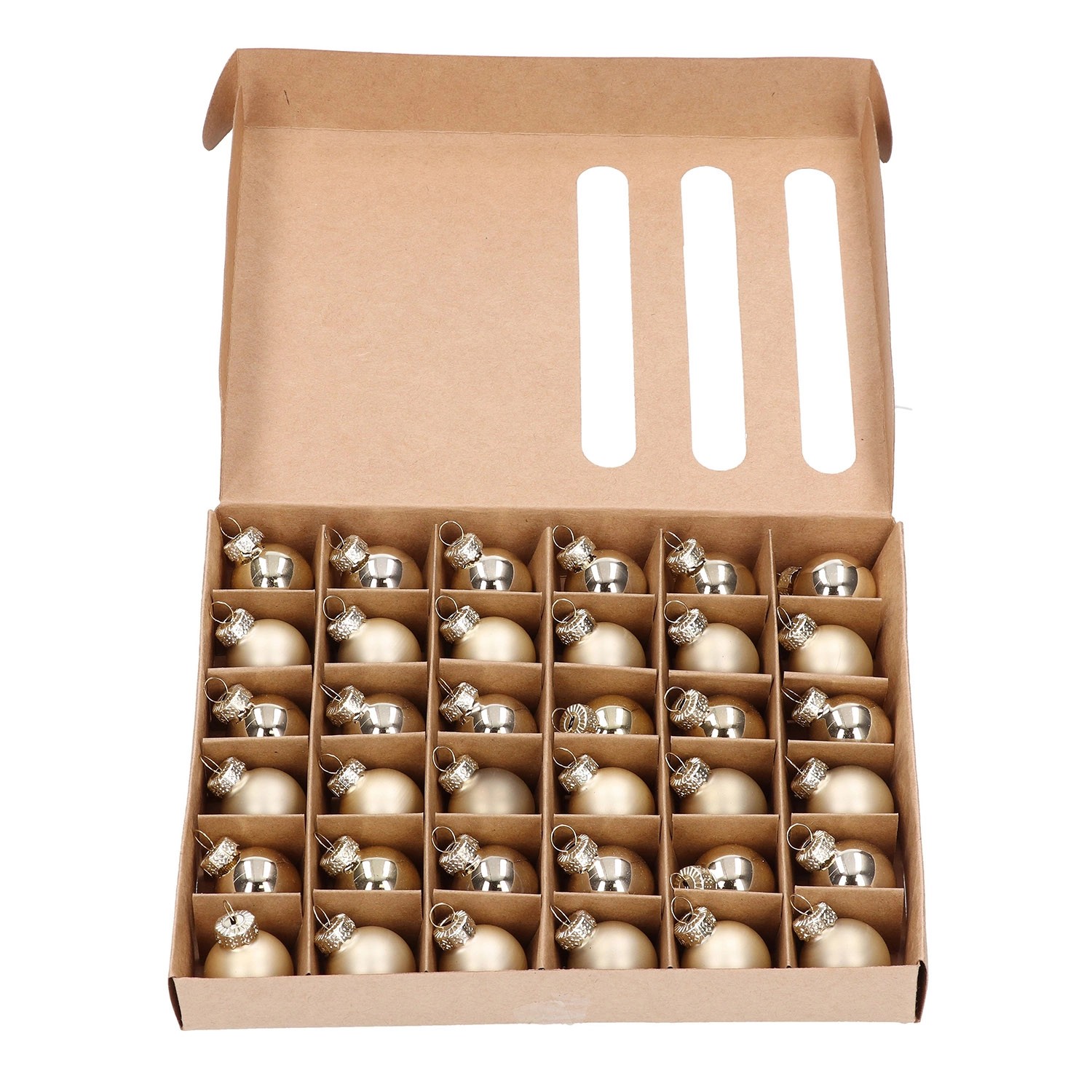 Bombki szklane złote 2,5 cm - 36 szt.