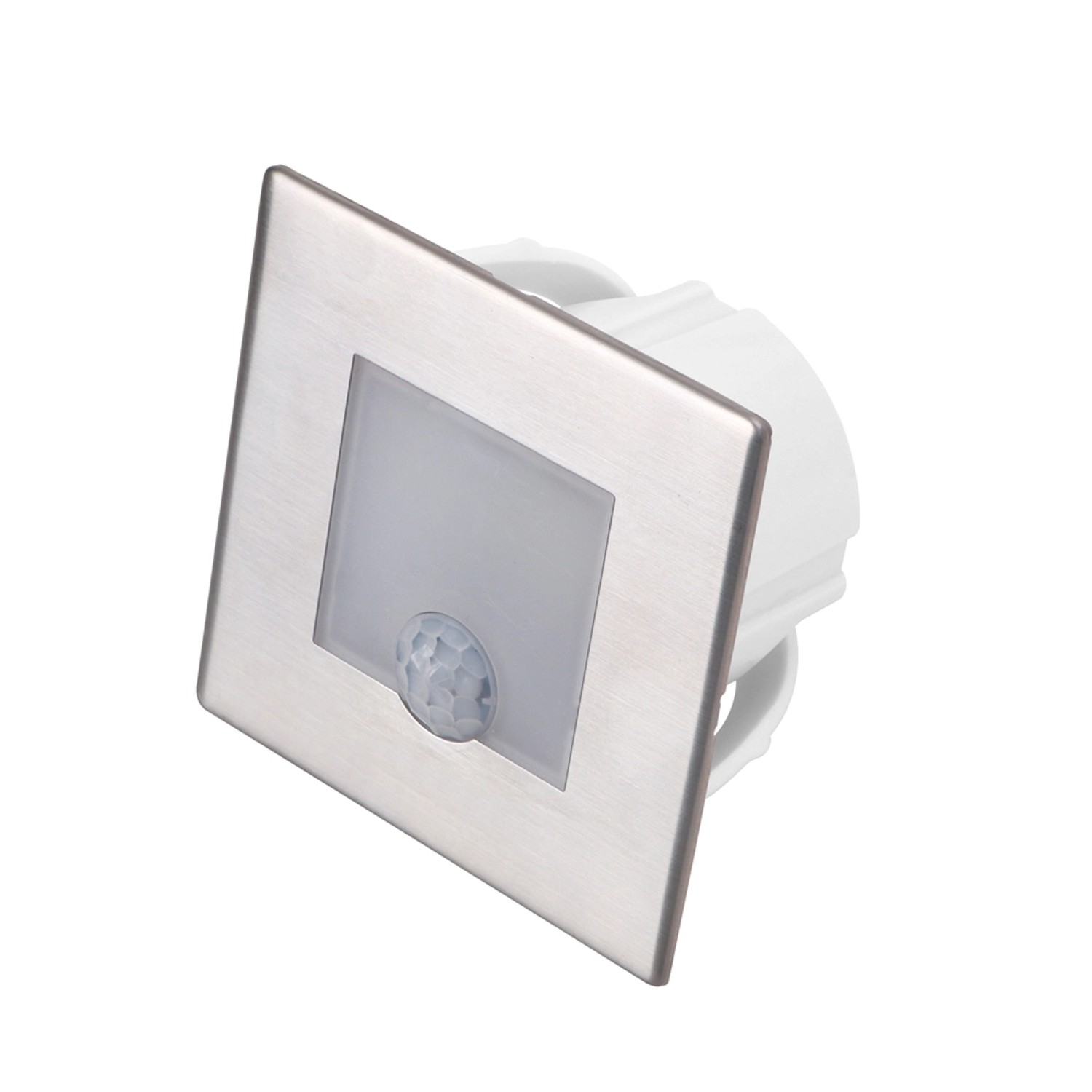 DPM Oprawa schodowa LED z czujnikiem ruchu kwadratowa srebrna 1,2W 30 lm 4000K