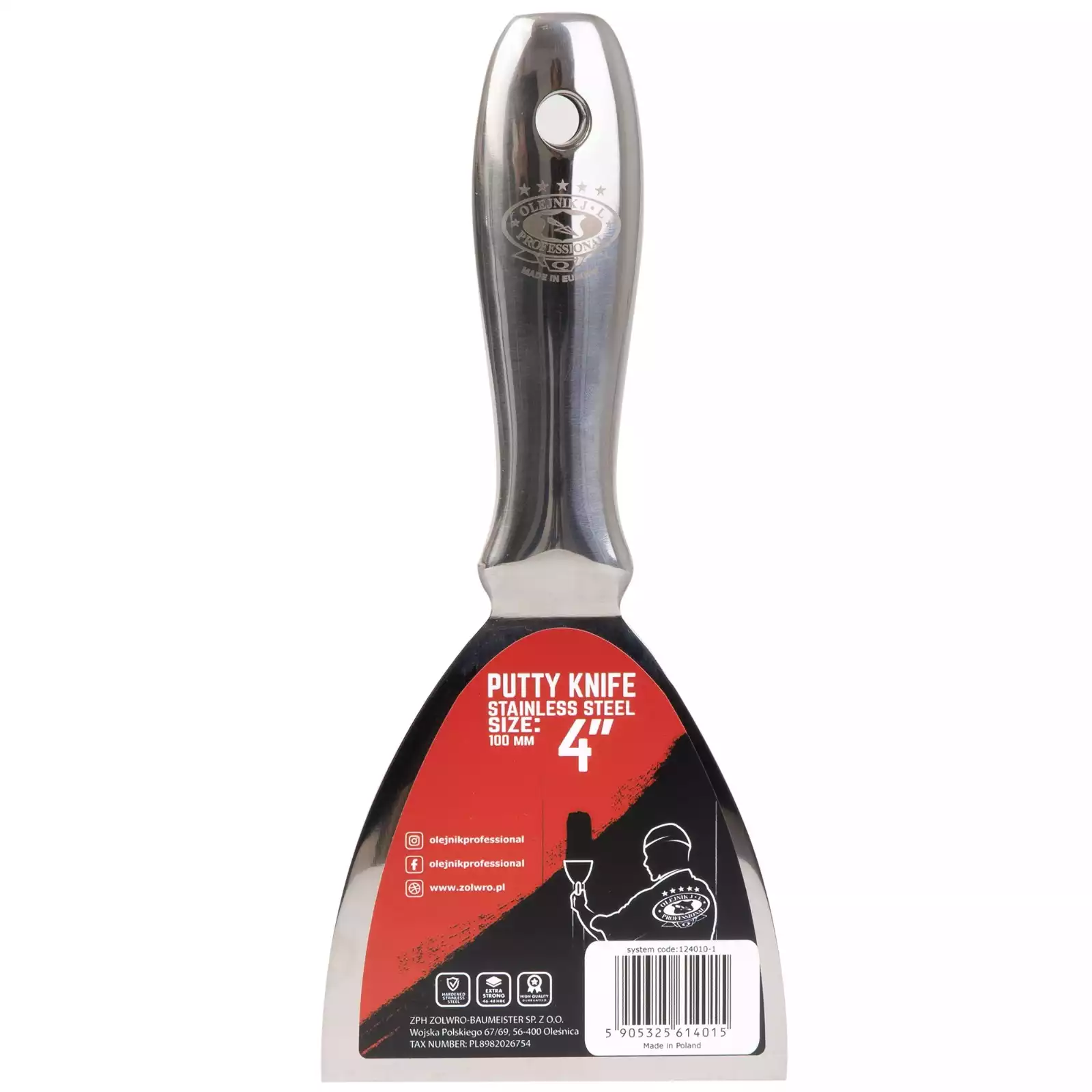 OLEJNIK SZPACHLA SZPACHELKA JEDNOCZĘŚCIOWA MALARSKA DO GIPSU 4" 101MM