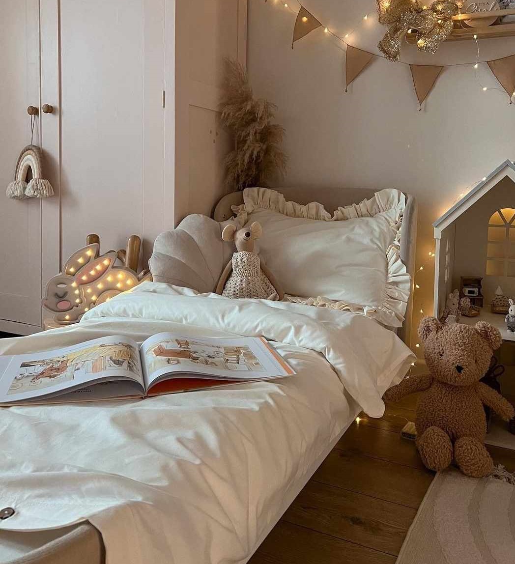 Pościel dla dzieci 120x90 cm ecru z falbanką - Pościel bez wypełnienia