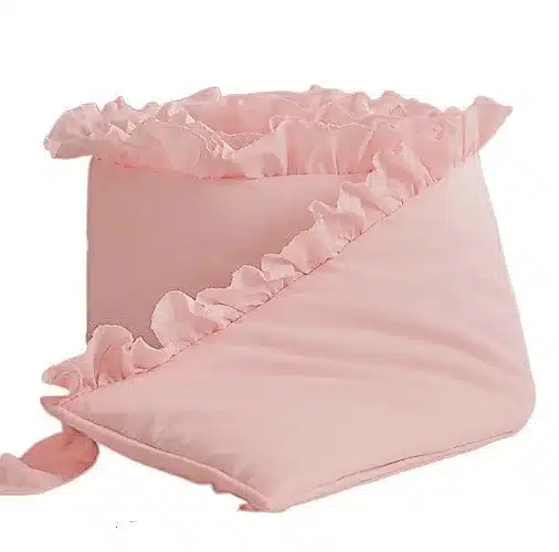 Ochraniacz do łóżeczka brudny róż z falbaną u góry - 180x30 cm