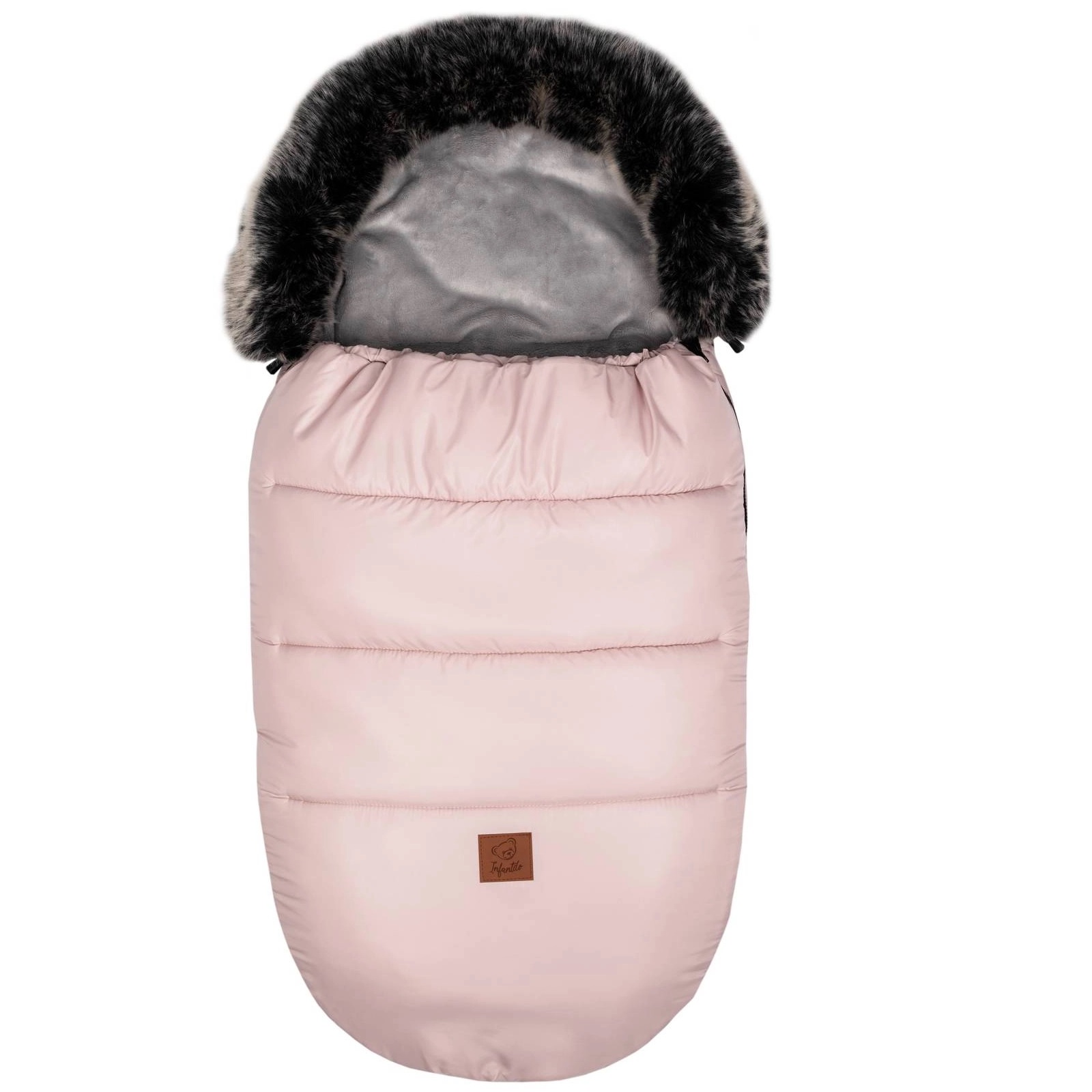 Śpiworek do wózka pudrowy róż z futerkiem IF