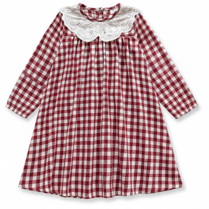 Sukienka świąteczna krateczka i kołnierzyk ns