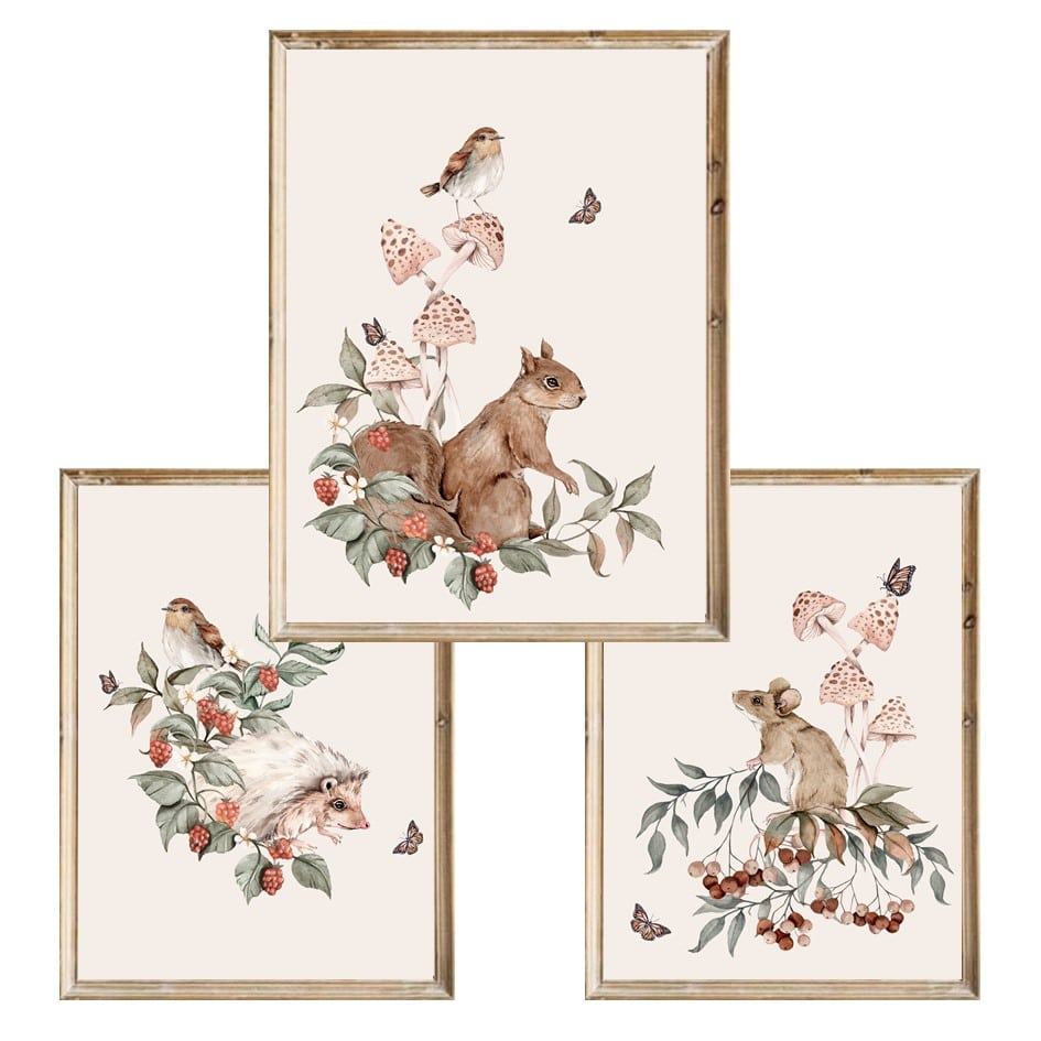 Zestaw trzech plakatów dla dzieci Tiny Forest - A3