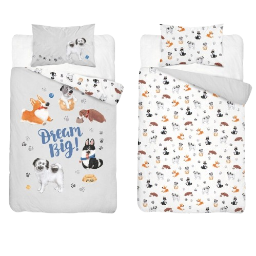 Komplet pościeli bawełnianej Pieski Dream Big 100x135 cm AL