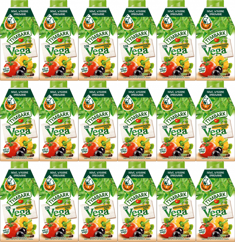 18x Sok warzywno-owocowy Tymbark Vega, Śródziemnomorski Ogród, karton, 0.5l
