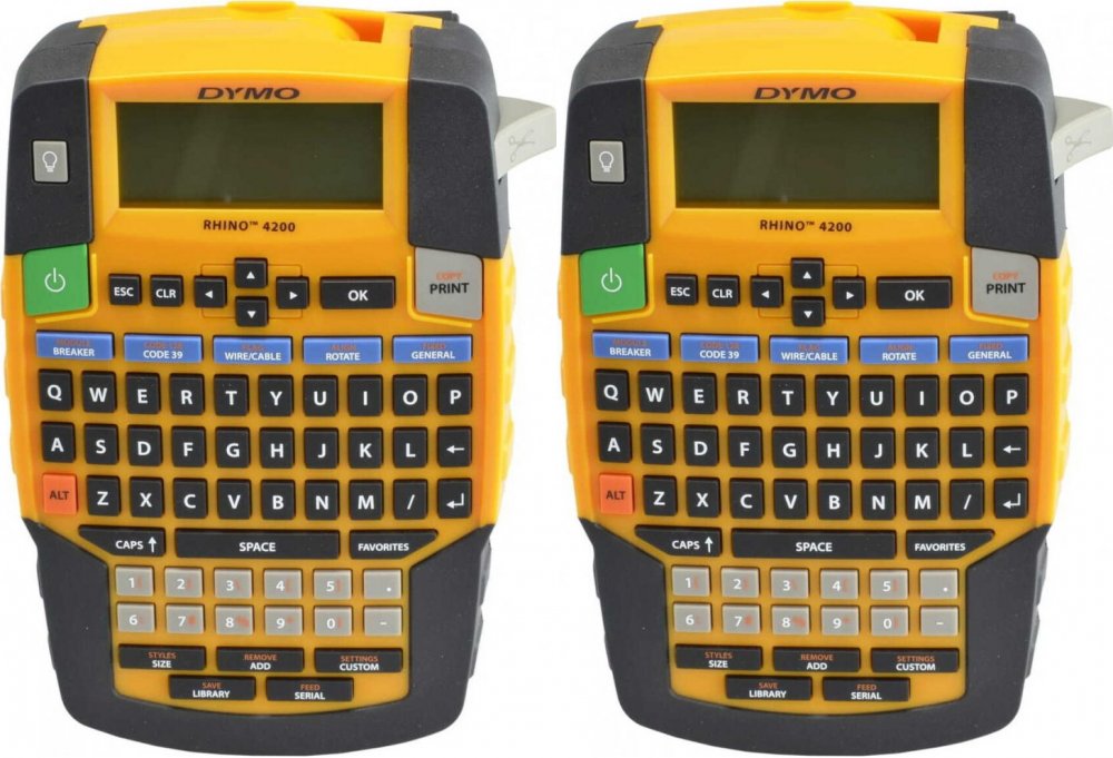 2x Drukarka etykiet Dymo Rhino 4200 (S0955990), do taśmy 6/9/12/19mm, żółto-czarny