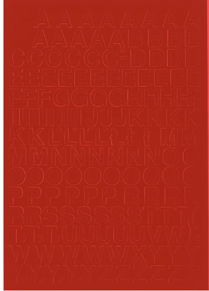 Litery samoprzylepne, 1 cm, 1 arkusz, czerwony