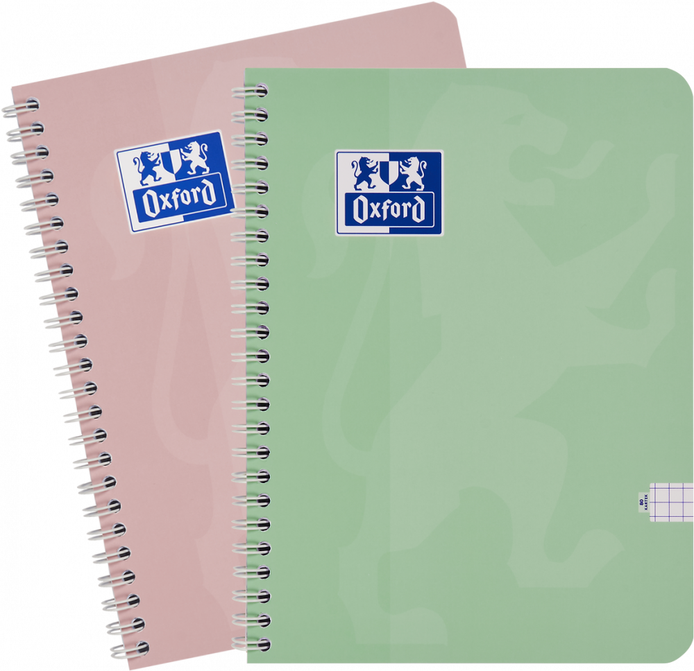 2x Kołonotatnik Oxford Touch Pastel, A4, w kratkę, 80 kartek, okładka kartonowa, mix kolorów pastelowych