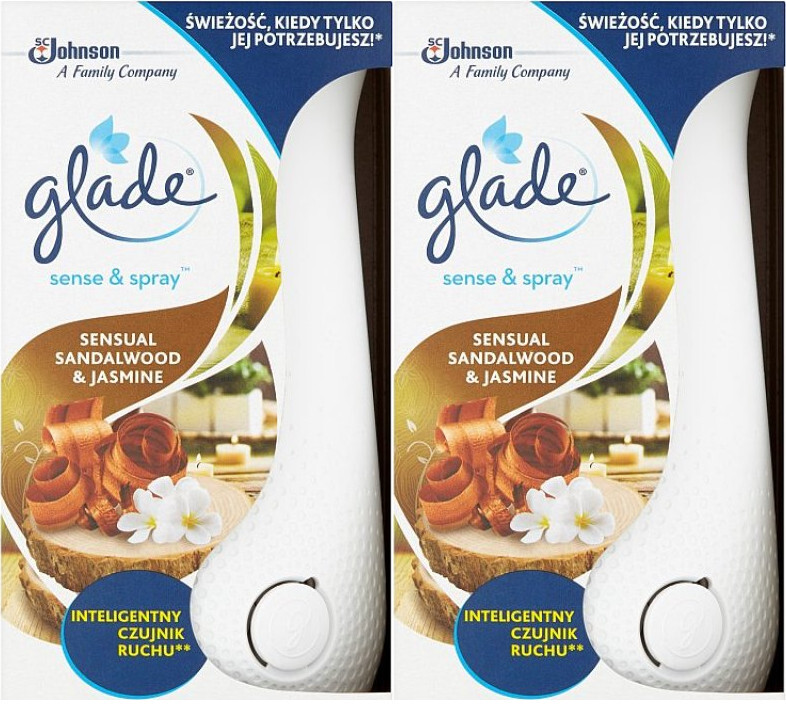 2x Odświeżacz automatyczny Glade by Brise, Sense&Spray, drzewo sandałowe z Bali i Jaśmin, urządzenie+wkład 18ml