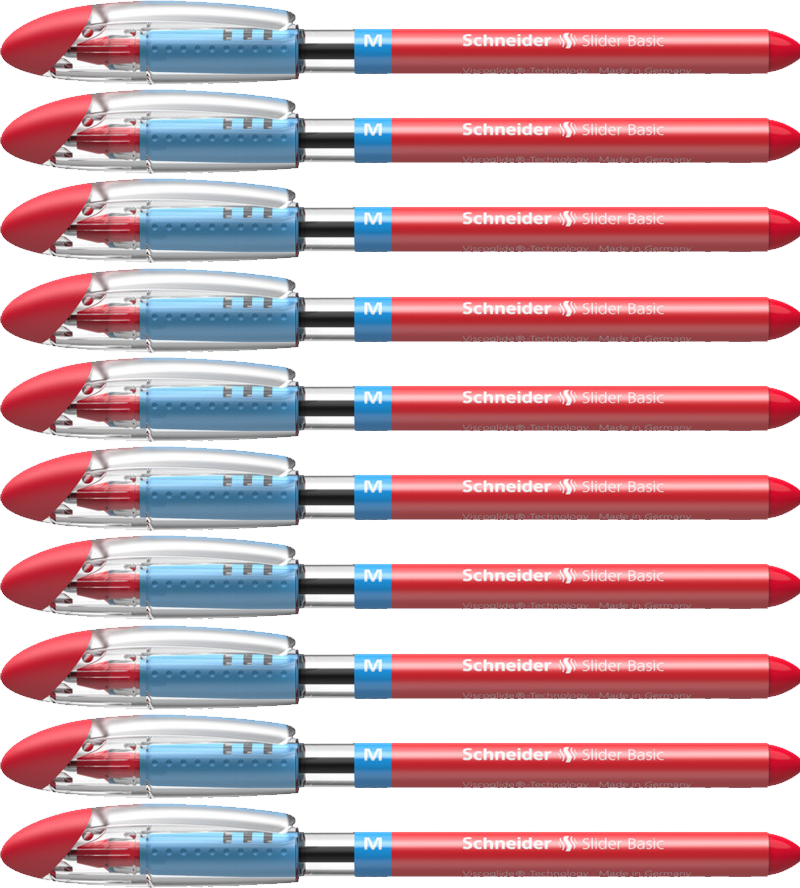 Długopis Schneider, Slider Basic, M czerwony 10sztuk