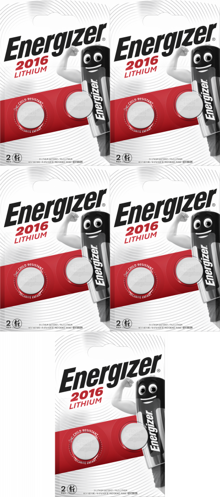 5x Bateria specjalistyczna Energizer, 3V, CR2016, 2 sztuki