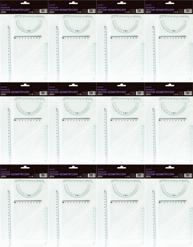 12x Zestaw geometryczny Grand GR-032T, 4 elementy, transparentny