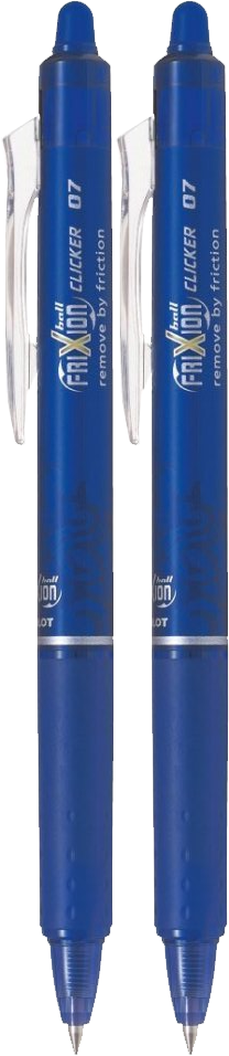 2x Pióro kulkowe wymazywalne Pilot, Frixion Clicker, automatyczne, 0.7mm, niebieski