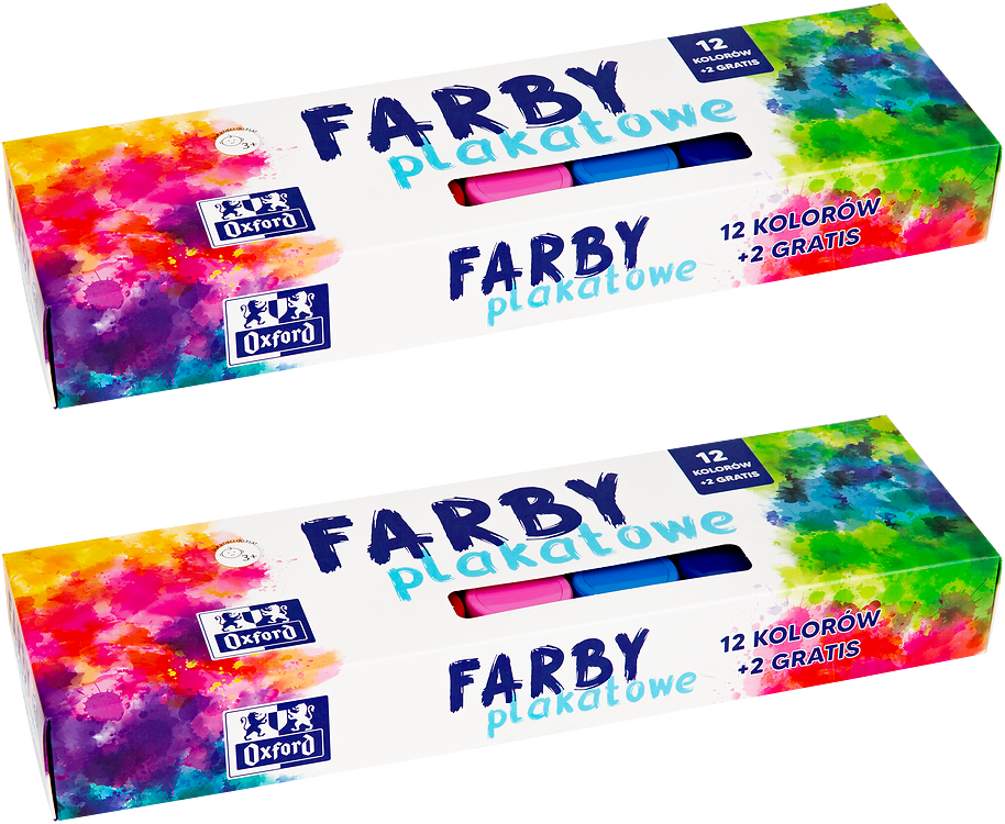 2x Farby plakatowe Oxford, 20ml, 12 sztuk + 2 gratis, mix kolorów