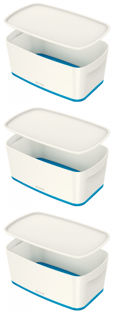 3x Pojemnik z pokrywką Leitz MyBox Wow,5l, biało-niebieski