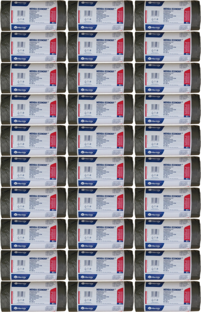 32x Worki na śmieci Merida Economy, na odpady zmieszane, 70l, 50 sztuk, czarny