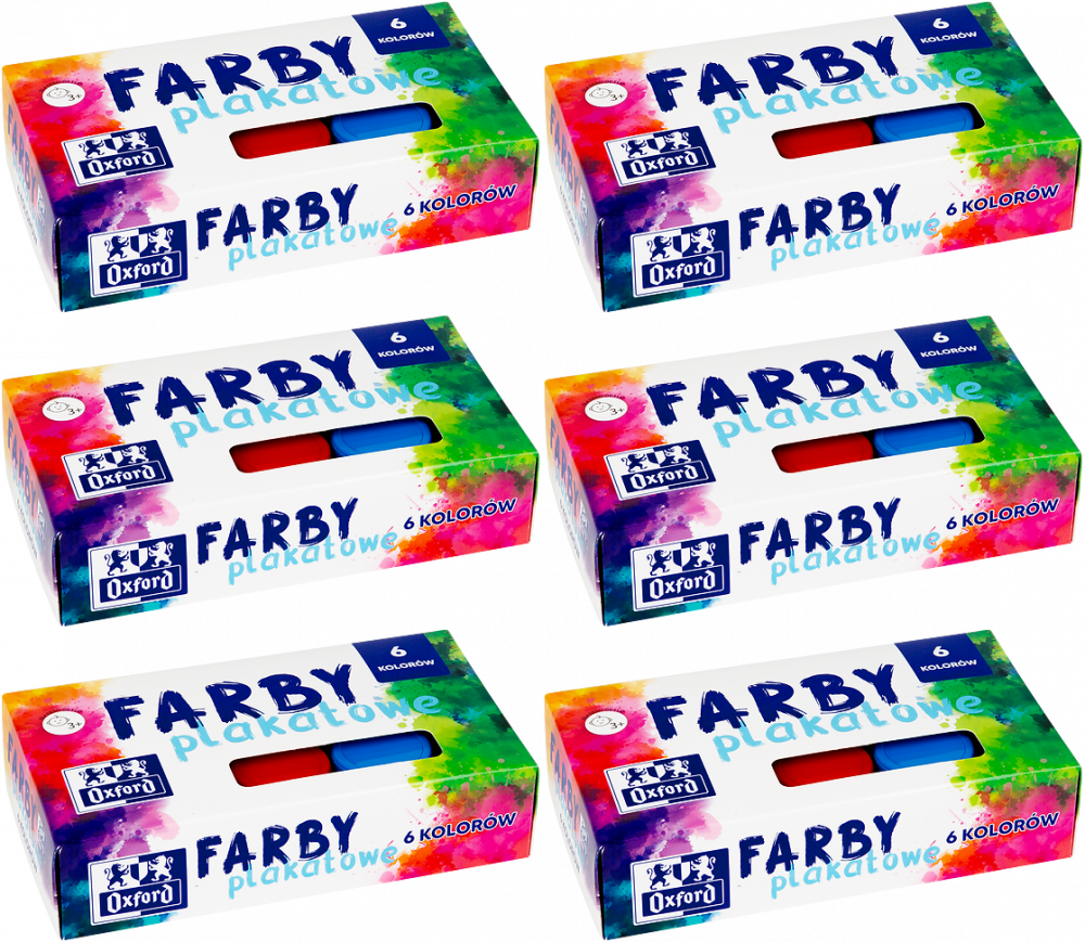 6x Farby plakatowe Oxford, 20ml, 6 sztuk, mix kolorów