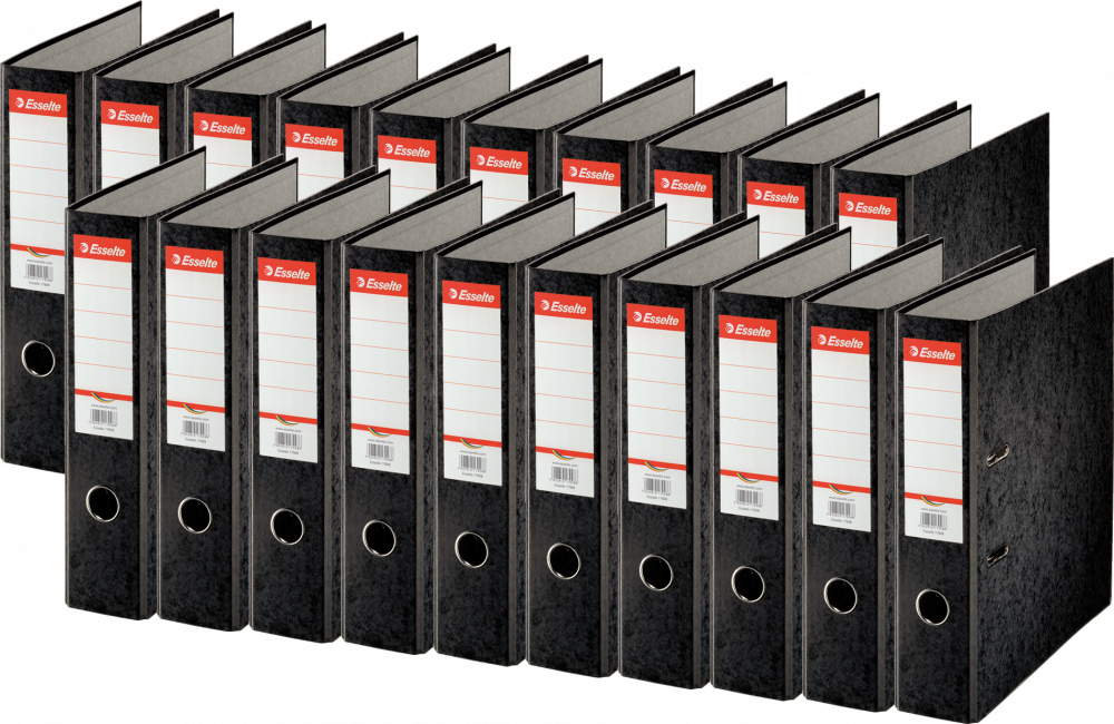 20x Segregator A4 Esselte Rainbow, szerokość grzbietu 75mm, do 500 kartek czarny