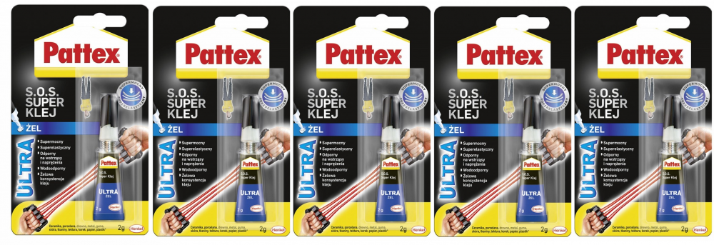 5x Klej błyskawiczny uniwersalny Pattex Super Power Żel S.O.S., 2g