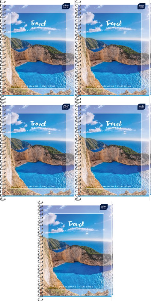 5x Kołonotatnik Interdruk, B5, w kratkę, 160 kartek, mix wzorów