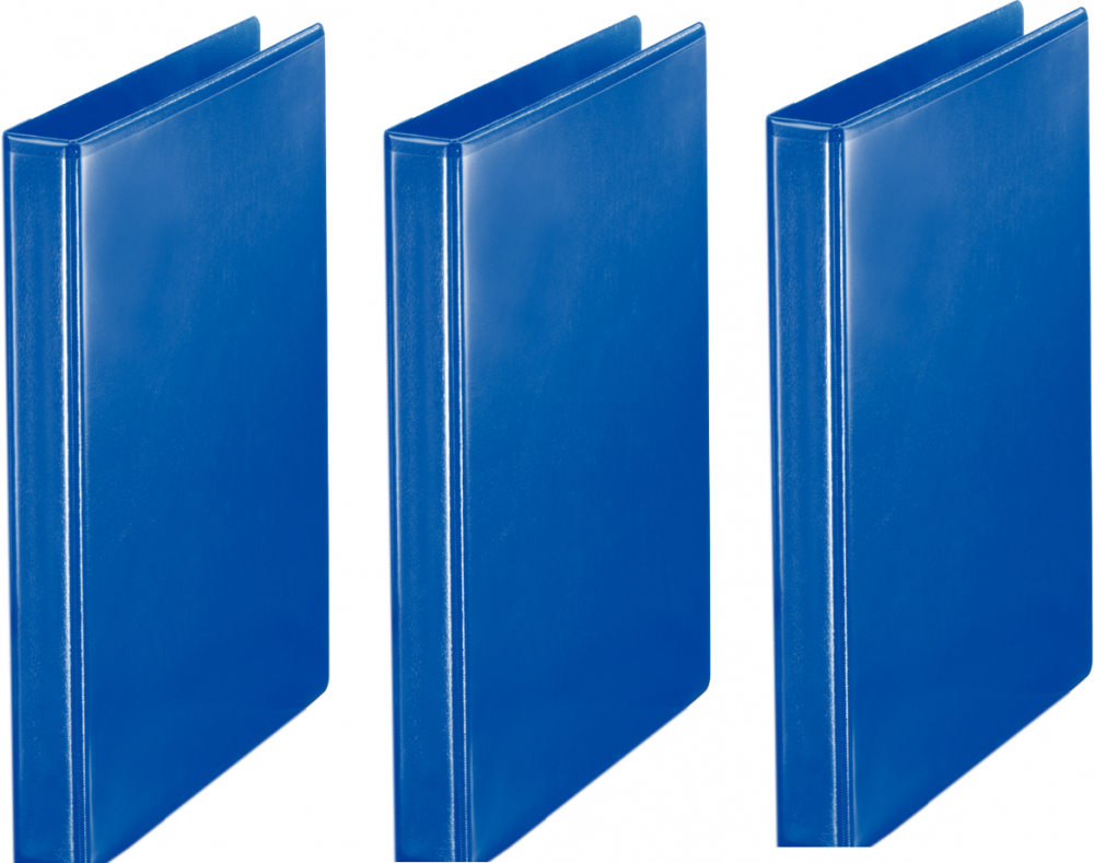 3x Segregator prezentacyjny Esselte, A4, szerokość grzbietu 38mm, do 180 kartek, 4 ringi, niebieski