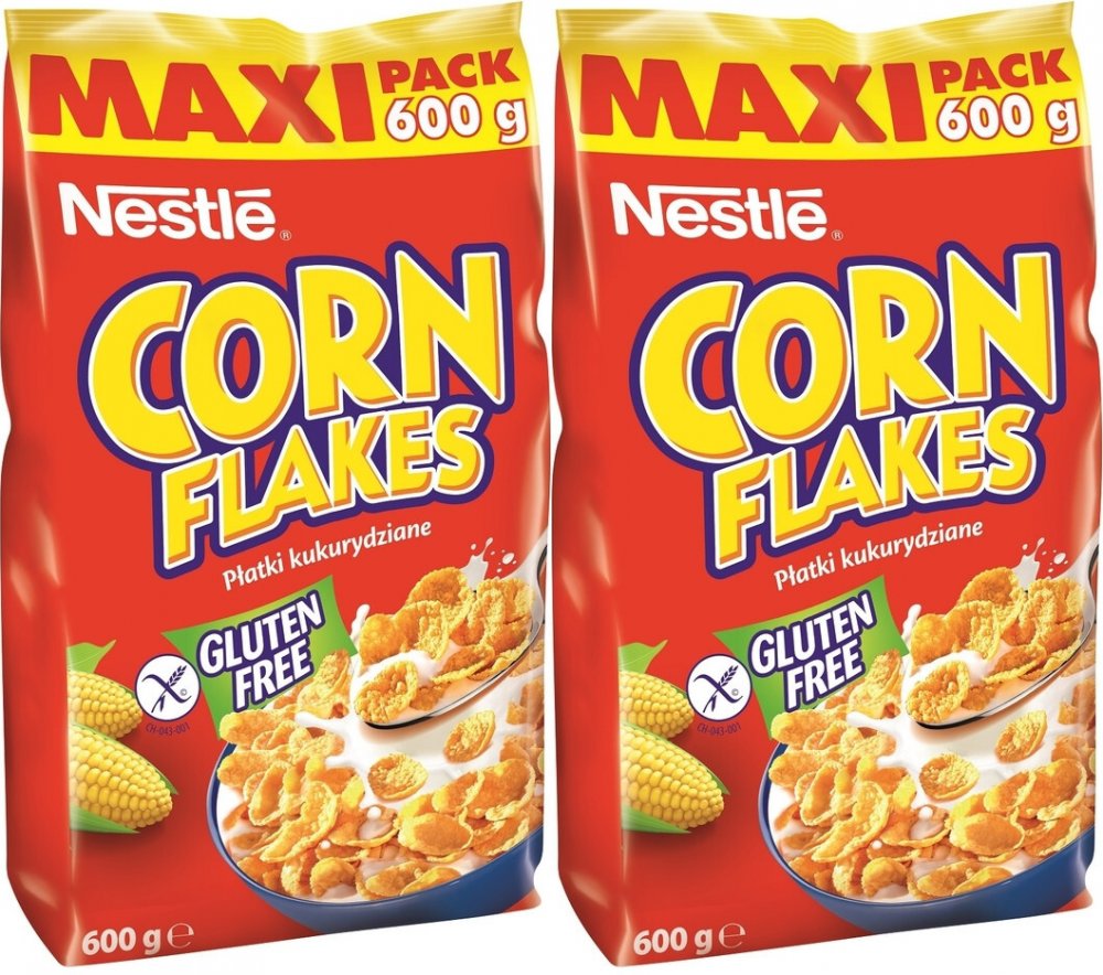 2x Płatki kukurydziane Nestle Corn Flakes, folia, 600g