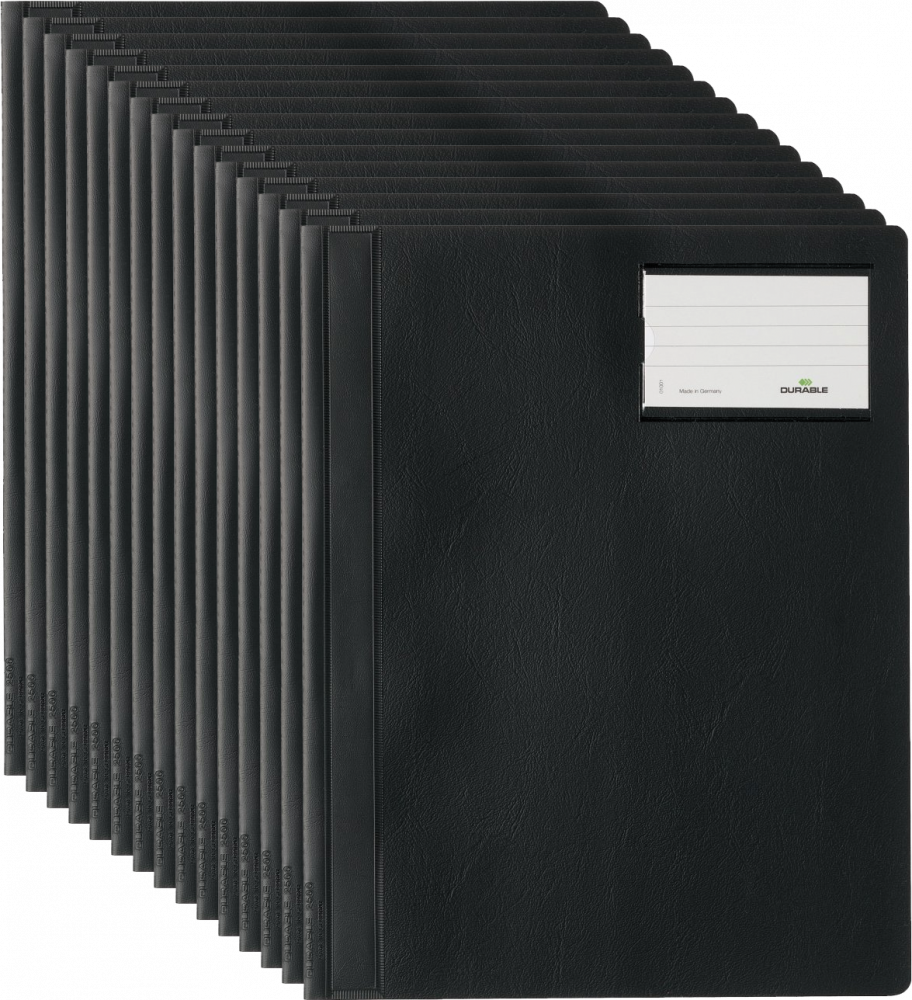 15x Skoroszyt plastikowy bez oczek Durable Opaque, A4, twardy, czarny