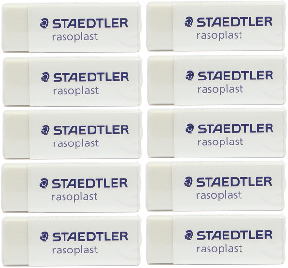 10x gumka ołówkowa Staedtler, Rasoplast, 43x19x13mm, biały