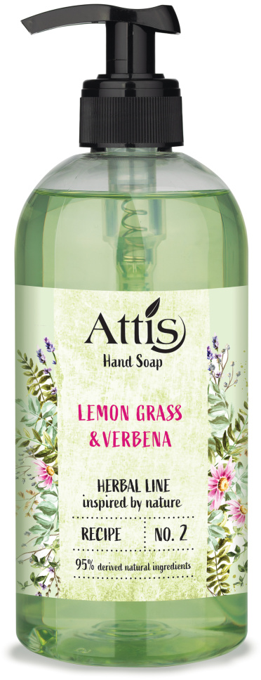 Mydło w płynie Attis Gold Drop Herbal Line, trawa cytrynowa & werbena, z dozownikiem, 500ml