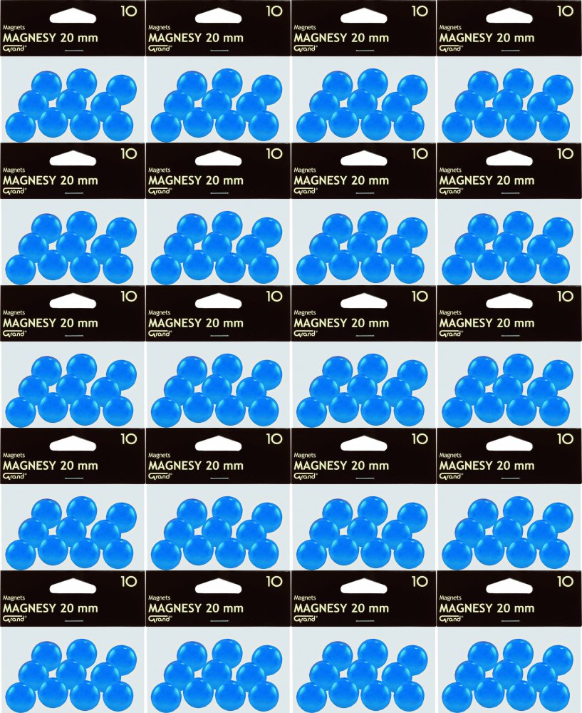 20x Magnesy Grand, 20mm, 10 sztuk, niebieski