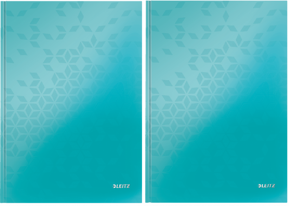 2x brulion w kratkę Leitz Wow, A4, twarda oprawa, 80 kartek, turkusowy