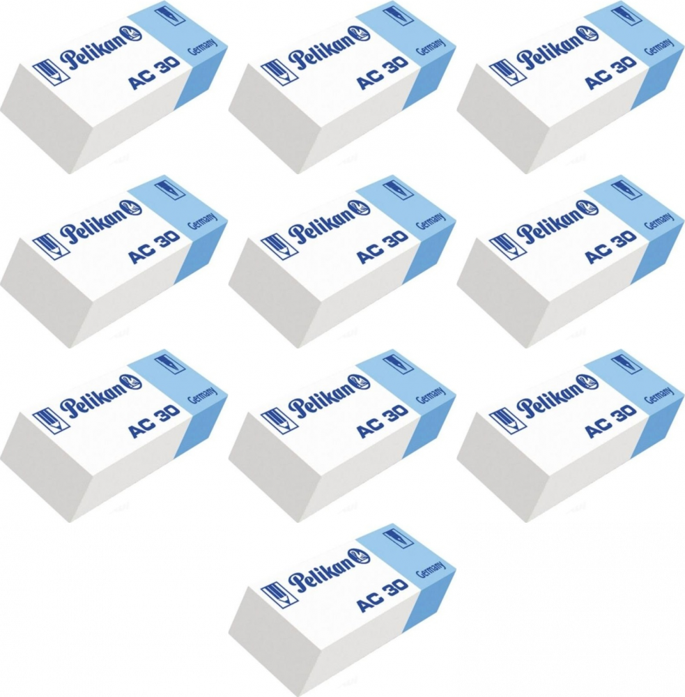 10x Gumka dwustronna Pelikan, AC30, biało-niebieski