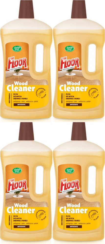 4x Płyn do mycia drewna i paneli Floor Professional Gold Drop, z olejkiem arganowym, 1l