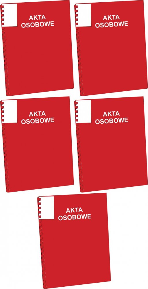 5x Teczka do akt osobowych Konfex T02, A4, z bindą zewnętrzną, ABCD, czerwony