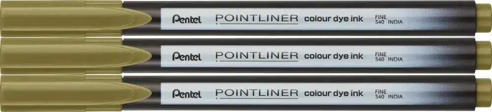 3x Cienkopis Pentel Pointliner Colour, złoto-brązowy
