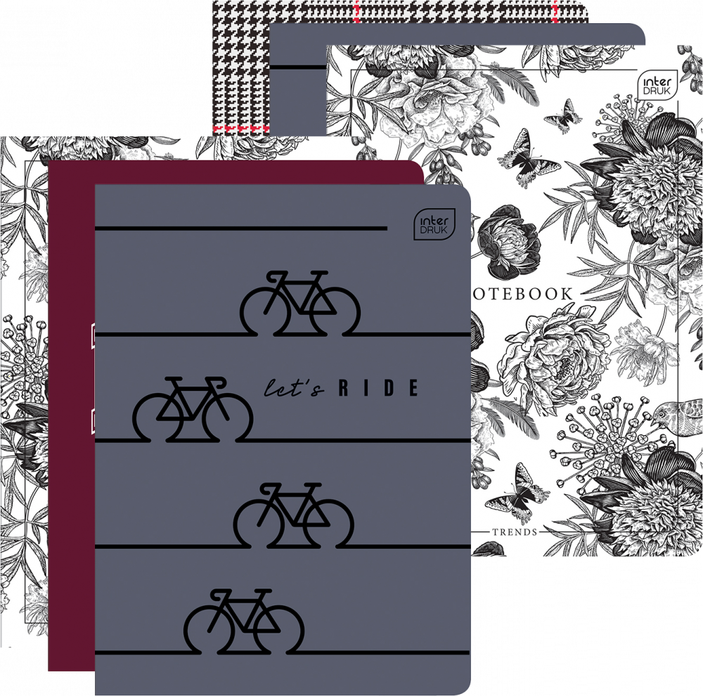 6x Zeszyt w linie Interdruk, A5, miękka oprawa, 96 kartek, mix wzorów