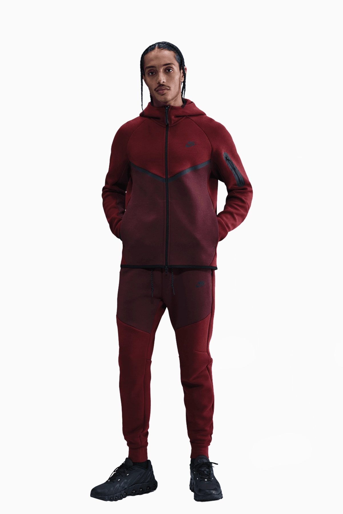 Bluza z kapturem Nike Sportswear Tech Fleece Windrunner - Czerwony