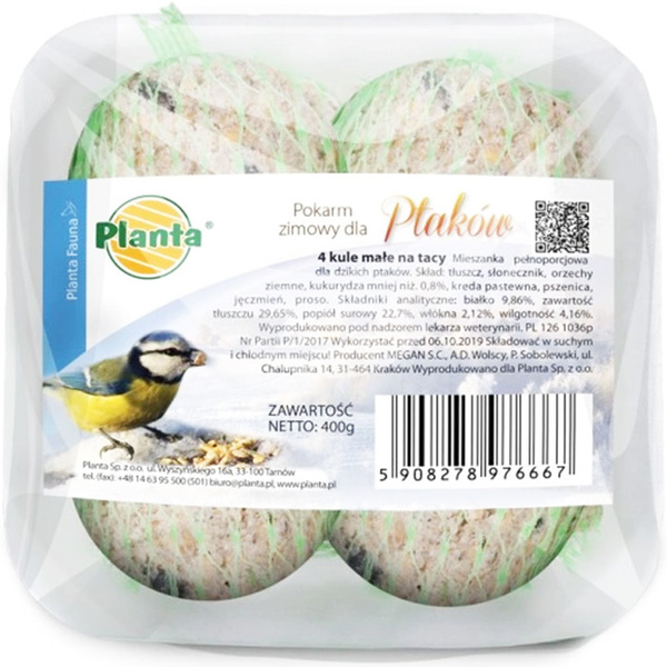 Pokarm dla ptaków 4 kule na tacy 400g Planta