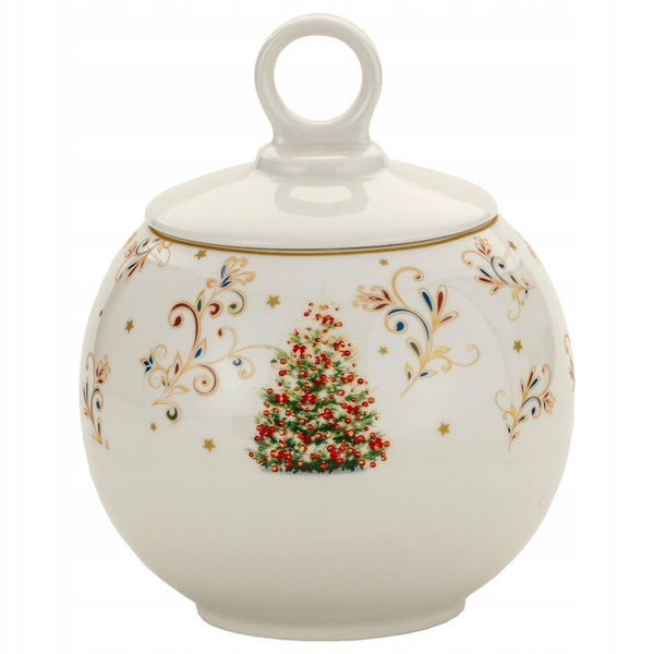 Cukiernica ceramiczna Choinka złoty rant 10x15 cm