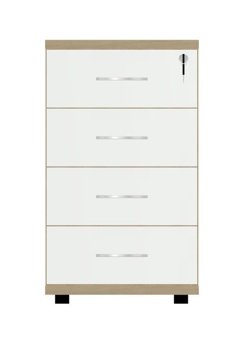 HEBE BP95/8 kontener o wysokości biurka 43,2x80x74h (Kolor korpusu: Buk Fiord Jasny, Szuflady: płytowe na prowadnicach typu Tandem)