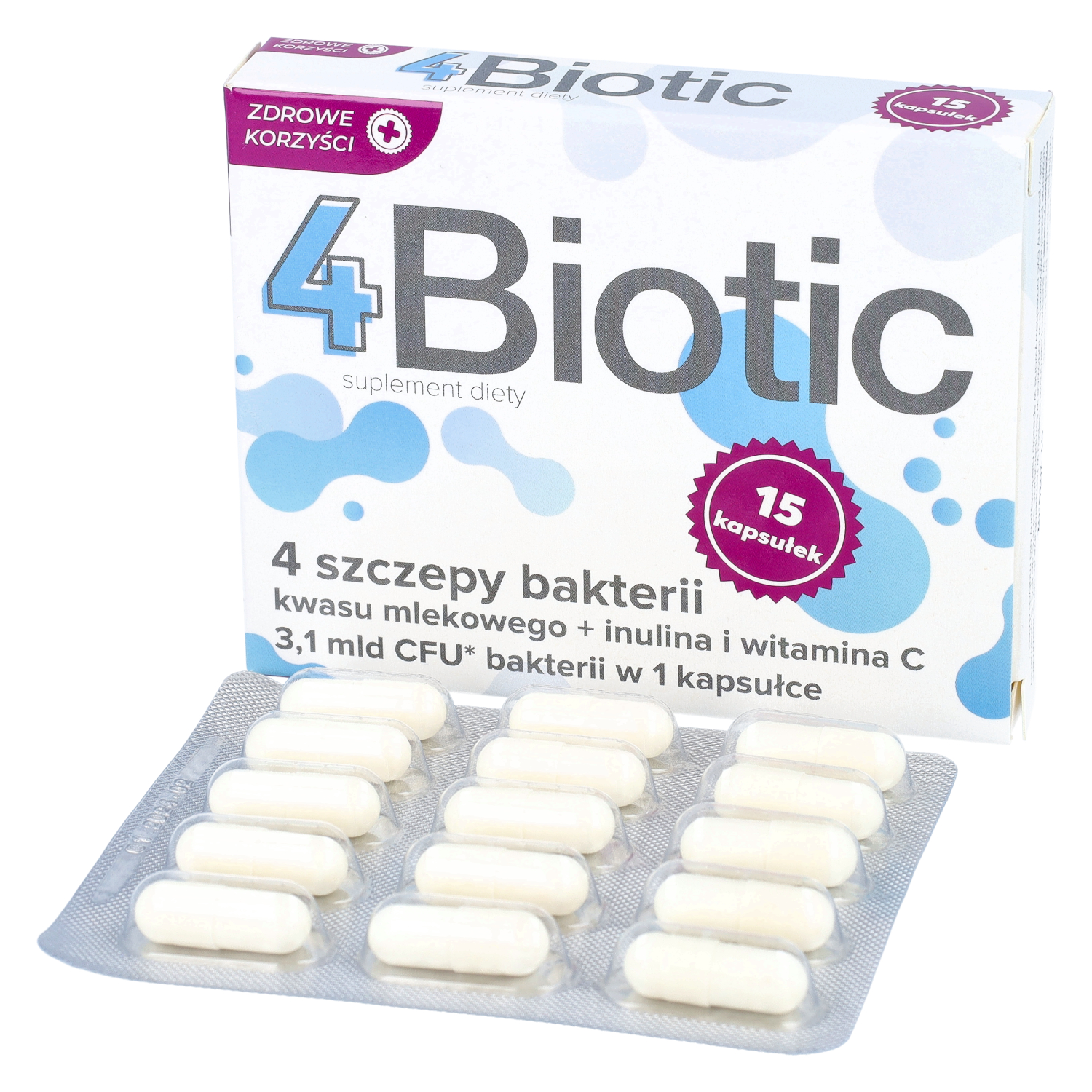 Zdrowe korzyści 4biotic, 15 kapsułek