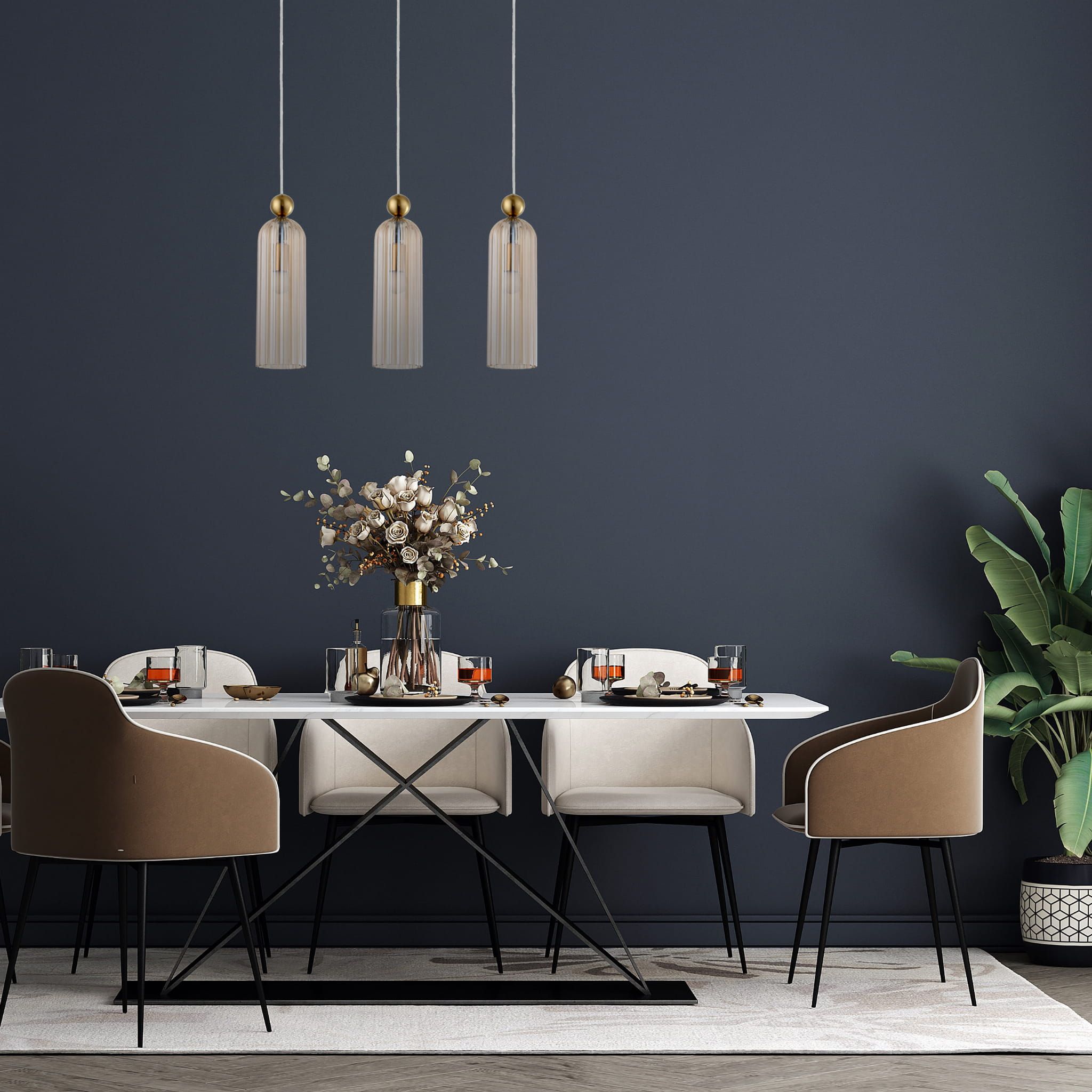 Light Prestige Piega lampa wisząca 3x40W złota/przydymiona LP-939/3LSMOKED