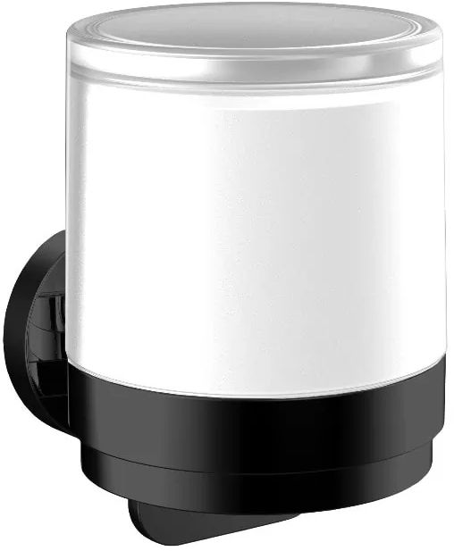 Emco Round dozownik mydła ścienny czarny/szkło satynowe 432113301
